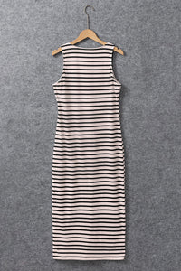 White cotton striped dress closeup