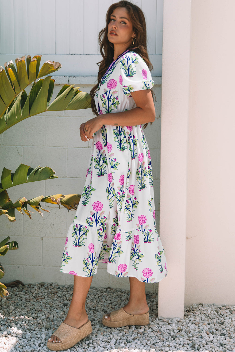 White Cotton Tiered Maxi Dress