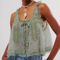 White lace boho festival top