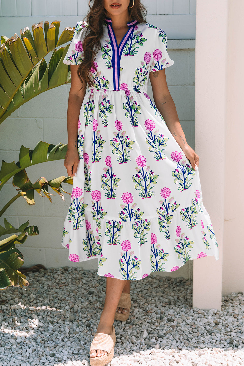 White Puff Sleeve Maxi Dress