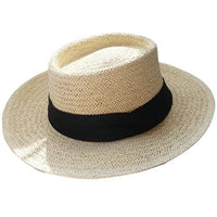 Wide brim bohemian beige straw hat