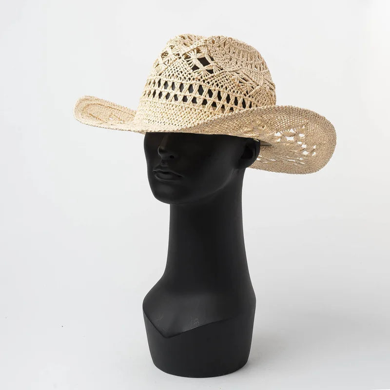 Wide brim bohemian straw hat