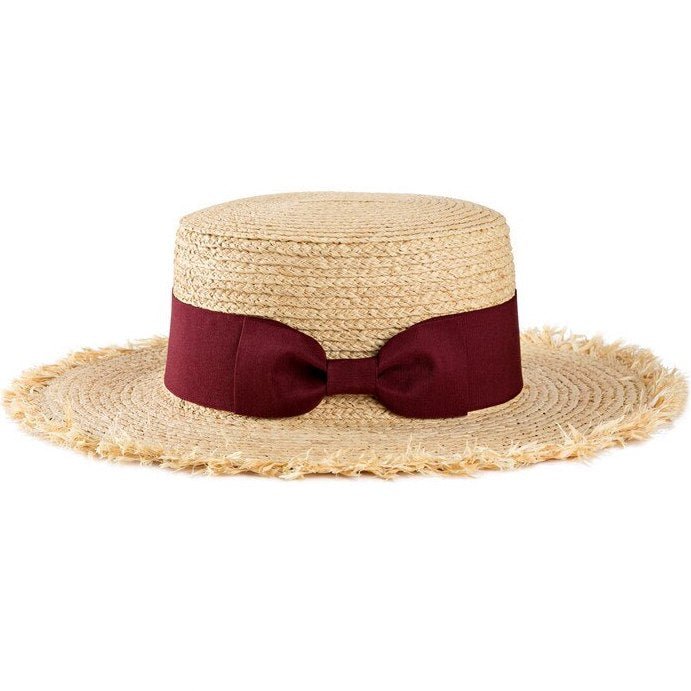 Wide-brim bohemian tan straw hat