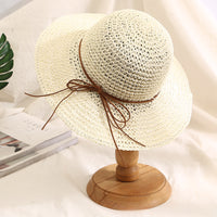 Wide Brim Straw Bucket Hat White