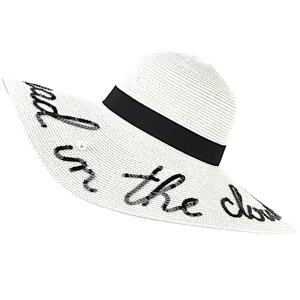 Wide Brim Straw Hat Inscription