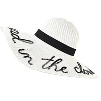 Wide Brim Straw Hat Inscription