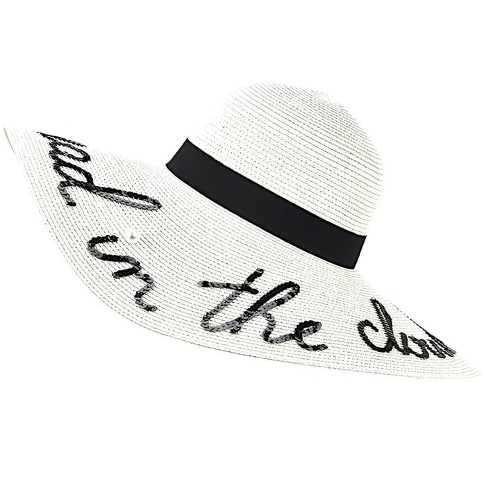 Wide Brim Straw Hat Inscription