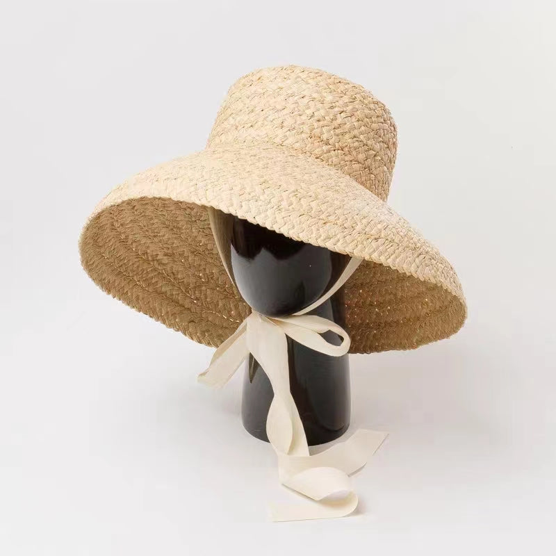 Wide Brimmed Raffia Straw Hat Style 1