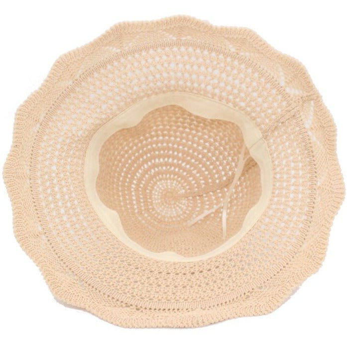 Wide-weave bohemian straw bucket cap