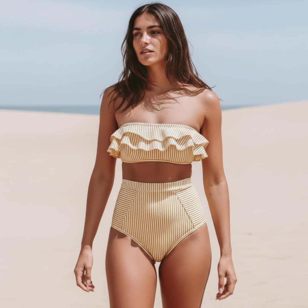 Women's bandeau bikini crochet detail