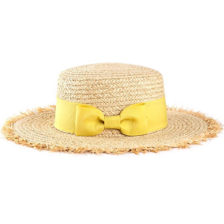 Woven bohemian boater beach hat