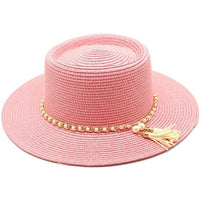Woven bohemian boater with ribbon