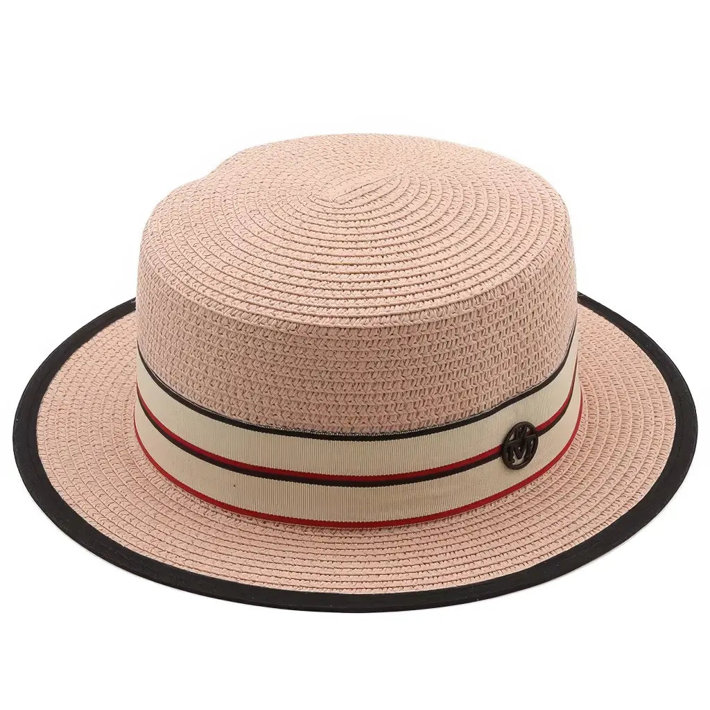 Woven boho straw hat, ivory brim
