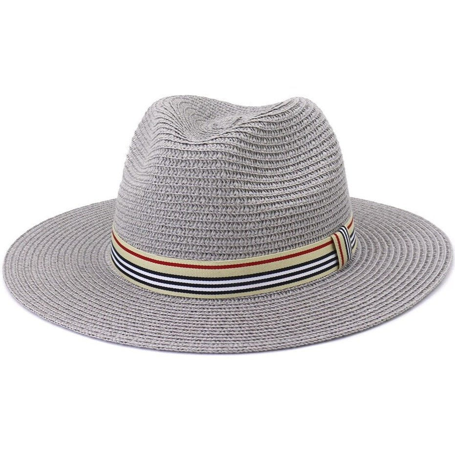 Woven straw bohemian fedora curved brim