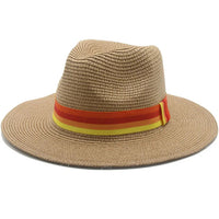 Woven straw bohemian fedora, natural tan