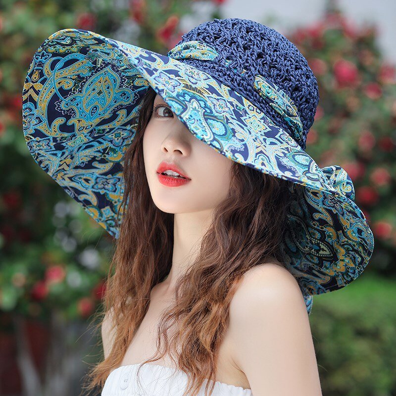 Woven straw bohemian sun hat