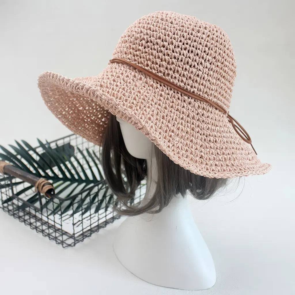Woven straw bucket hat bohemian